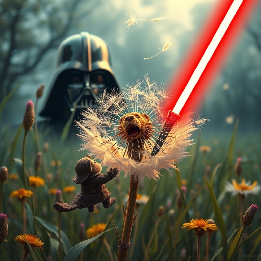 Lion-Headed Dandelion with Dwarf and Darth Vader