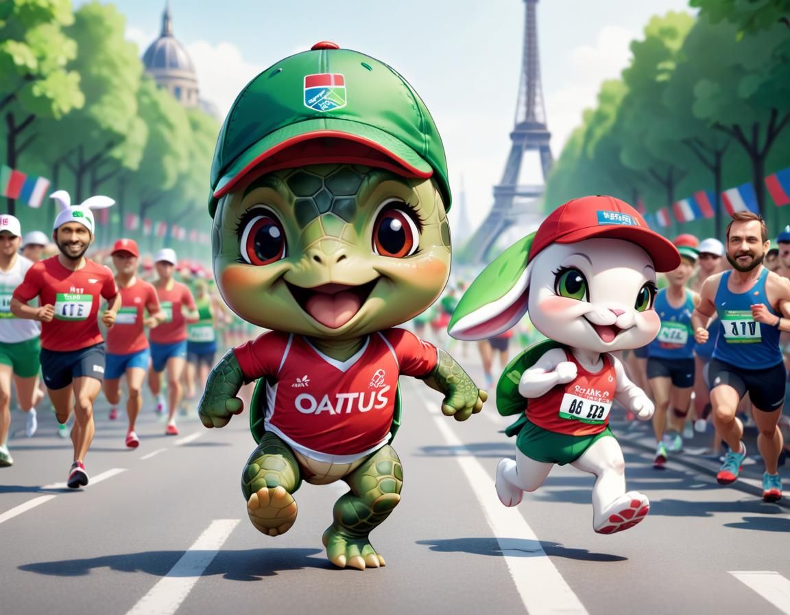 Chibi Turtle Wins Marathon at Cartoon Olympics