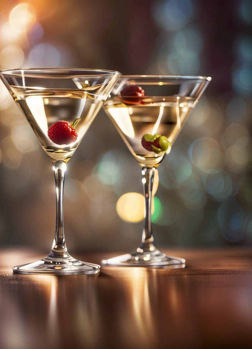 Vintage Martini Glasses with Bokeh