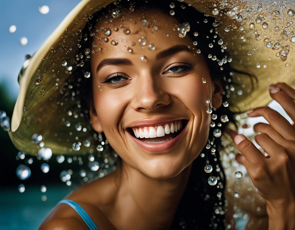 Radiant Woman's Joyful Close-Up Portrait