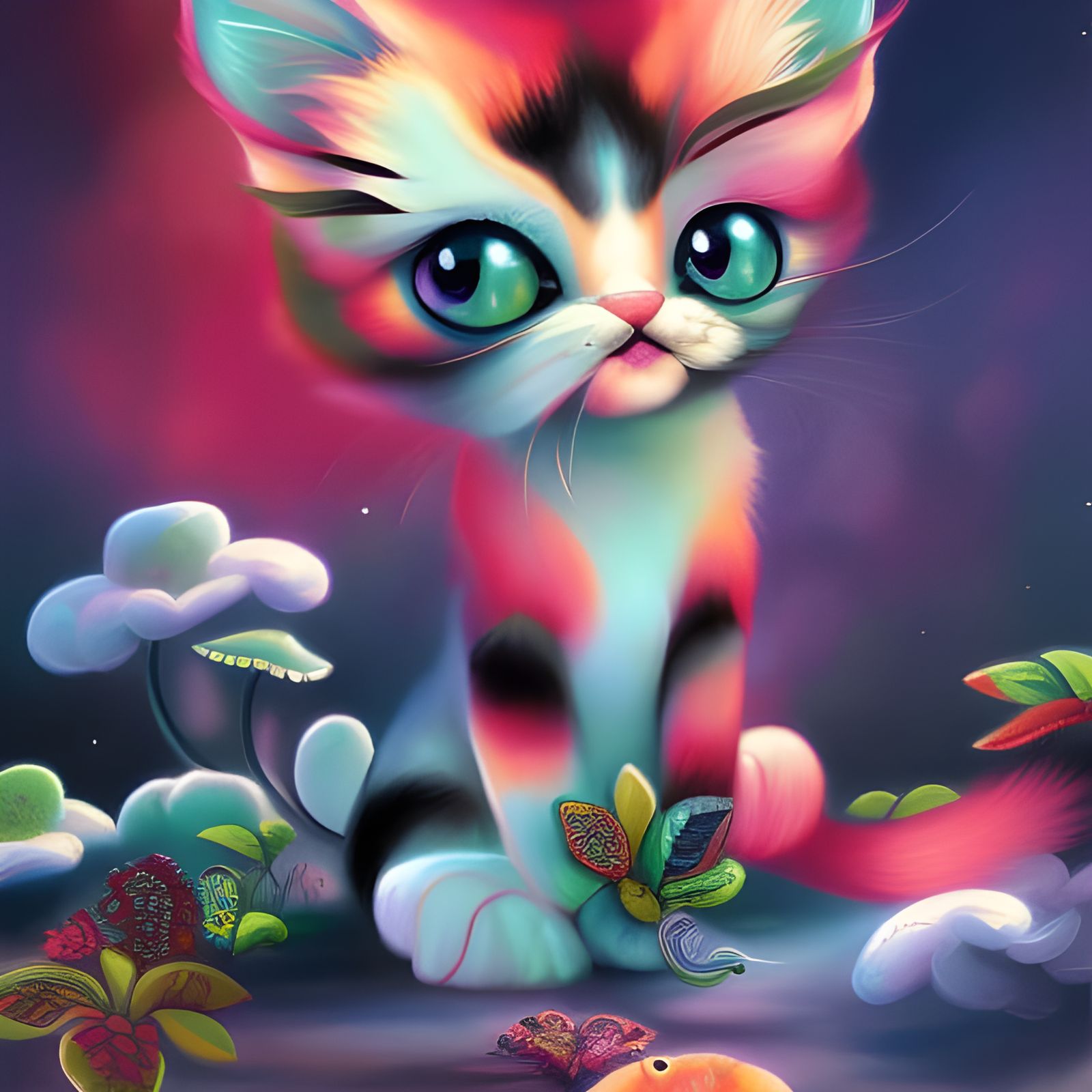 Cute Plush Kitten: Detailed Matte Painting