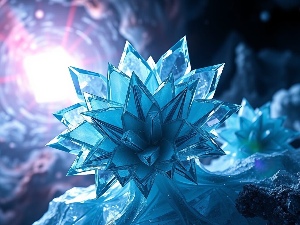 Abstract Ice Flowers Blooming in Cosmic Nebula