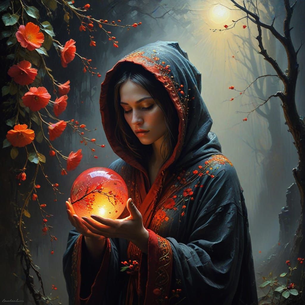 Surreal Symbolist Goddess Radiates Mysterious Energy