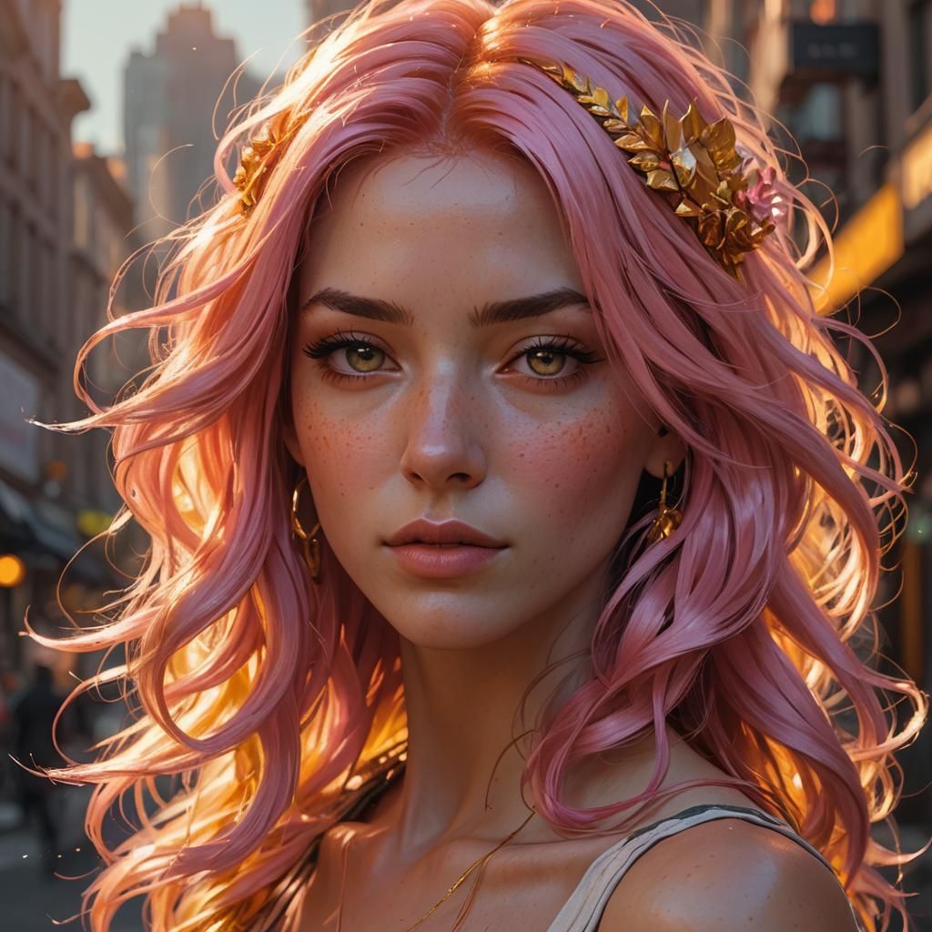 Vibrant Golden Hour Goddess with Triadic Colors