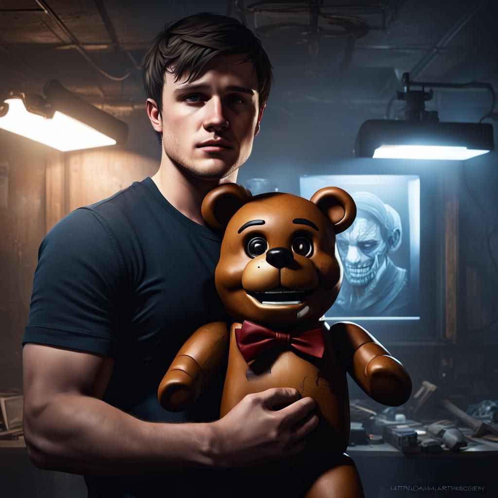 Josh Hutcherson and Freddy Fazbear Mask Portrait