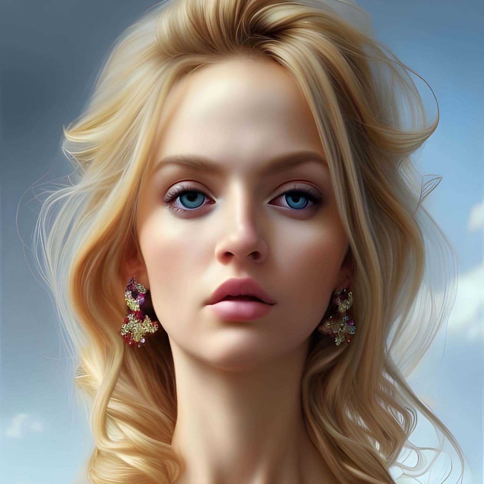 Gorgeous Blonde Woman Portrait in Hyperrealistic Style