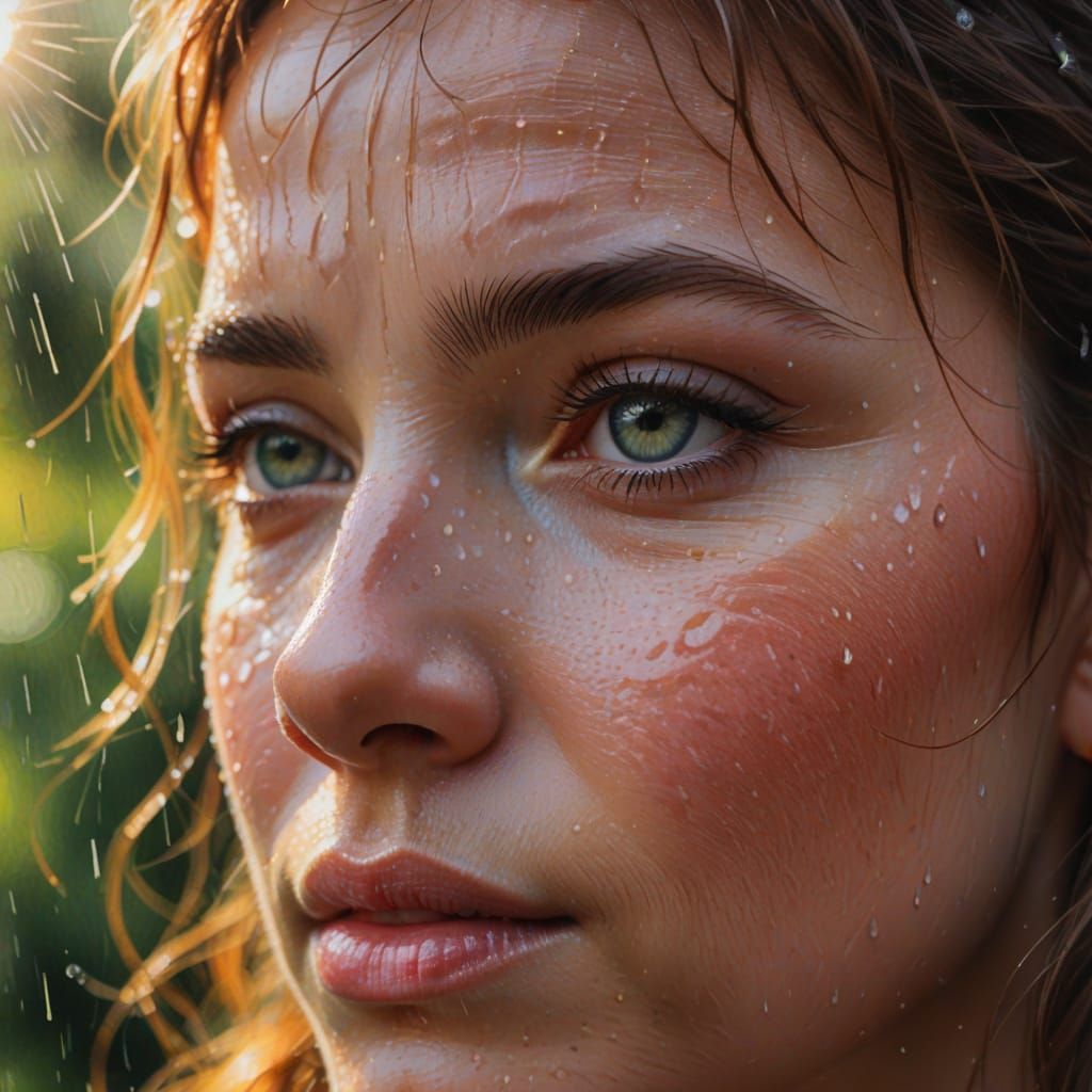 Sunshine Through Rain: Impressionist Woman's Portrait