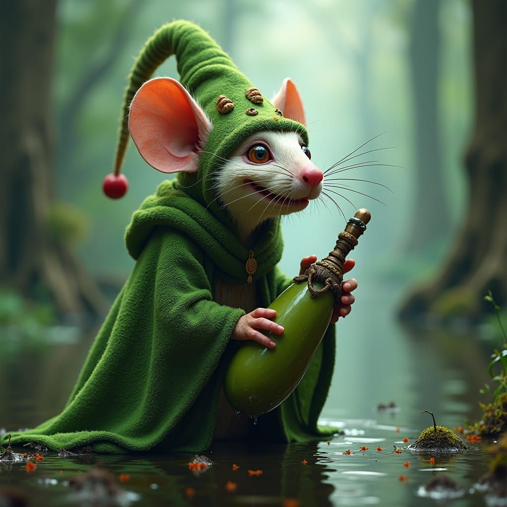 Whimsical Wizardry: The smiling Mischievous mouse orc mage, ...