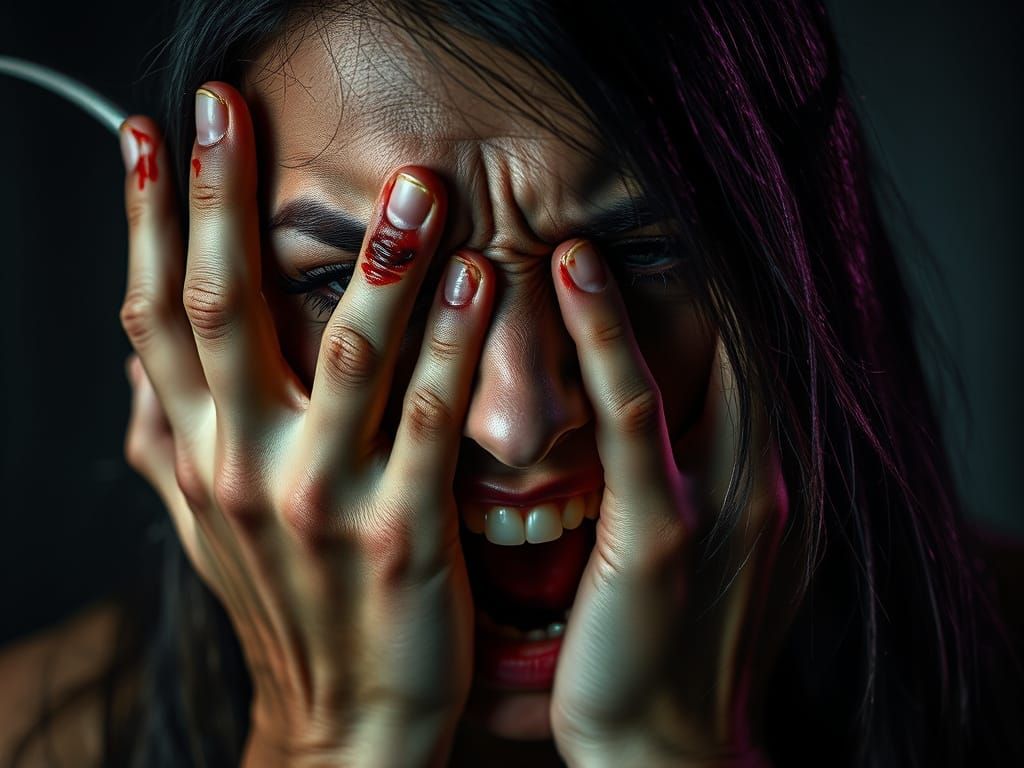 Screaming Woman Possessed by Spirit in Horrorcore Style