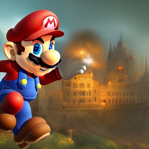 Detailed Matte Painting of Mario in Fantasy Style
