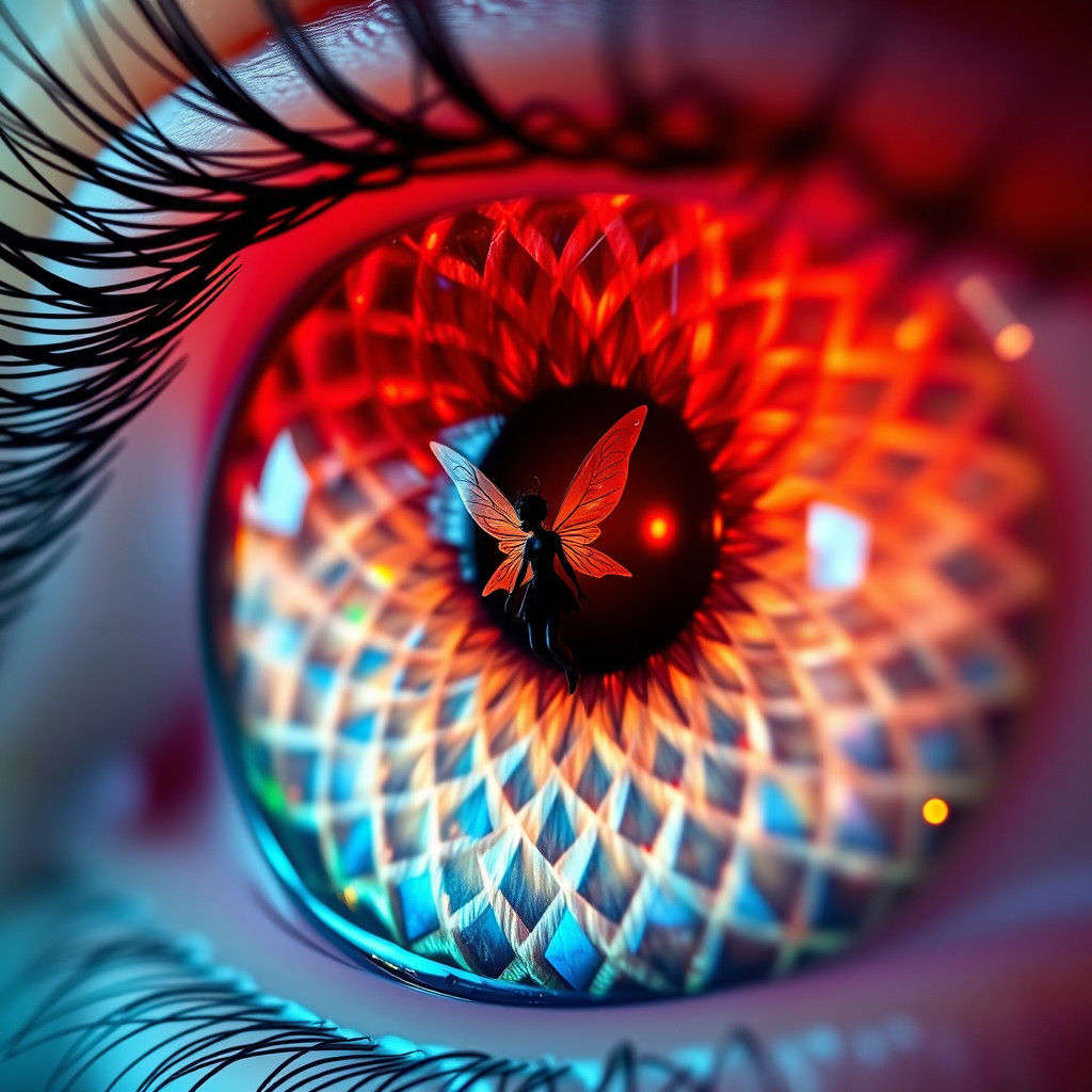 Mesmerizing Macro Eye with Cyberpunk Iridescent Sheen