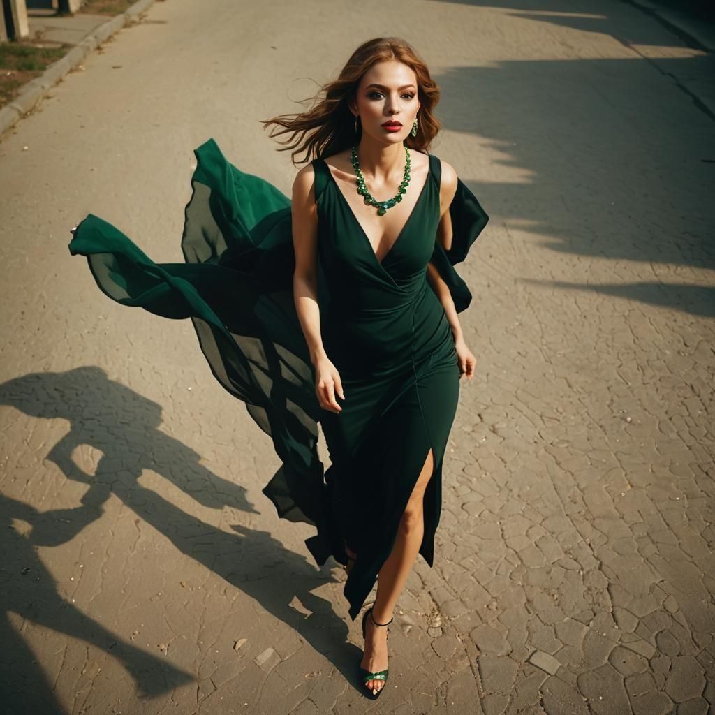 Elegant Russian Girl in Asymmetric Dress