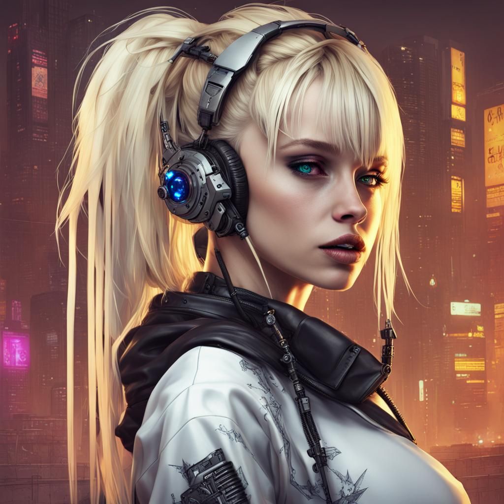 Blonde Woman in Cyberpunk Style