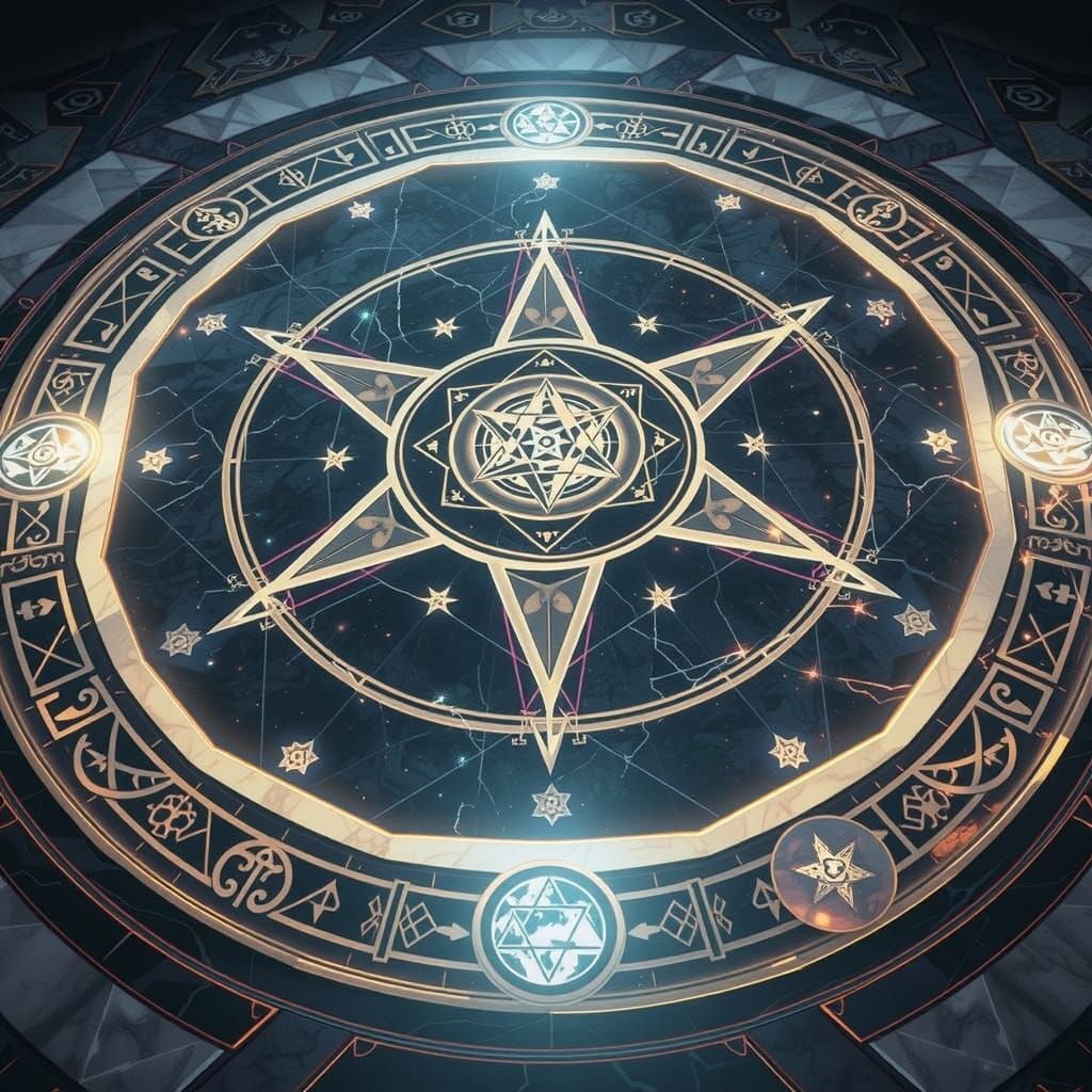 Ethereal Marble Floor with Radiant Octagon and Star