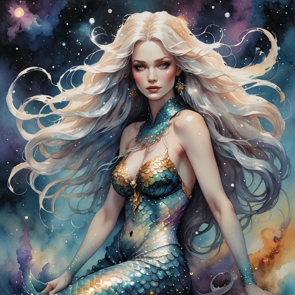 Space mermaid goddess