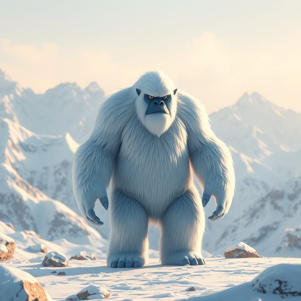 Majestic Yeti in Snow-Capped Mountains