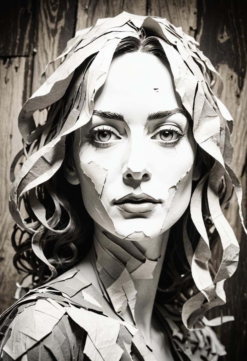 Surreal Paper Woman Portrait in Macro Photography