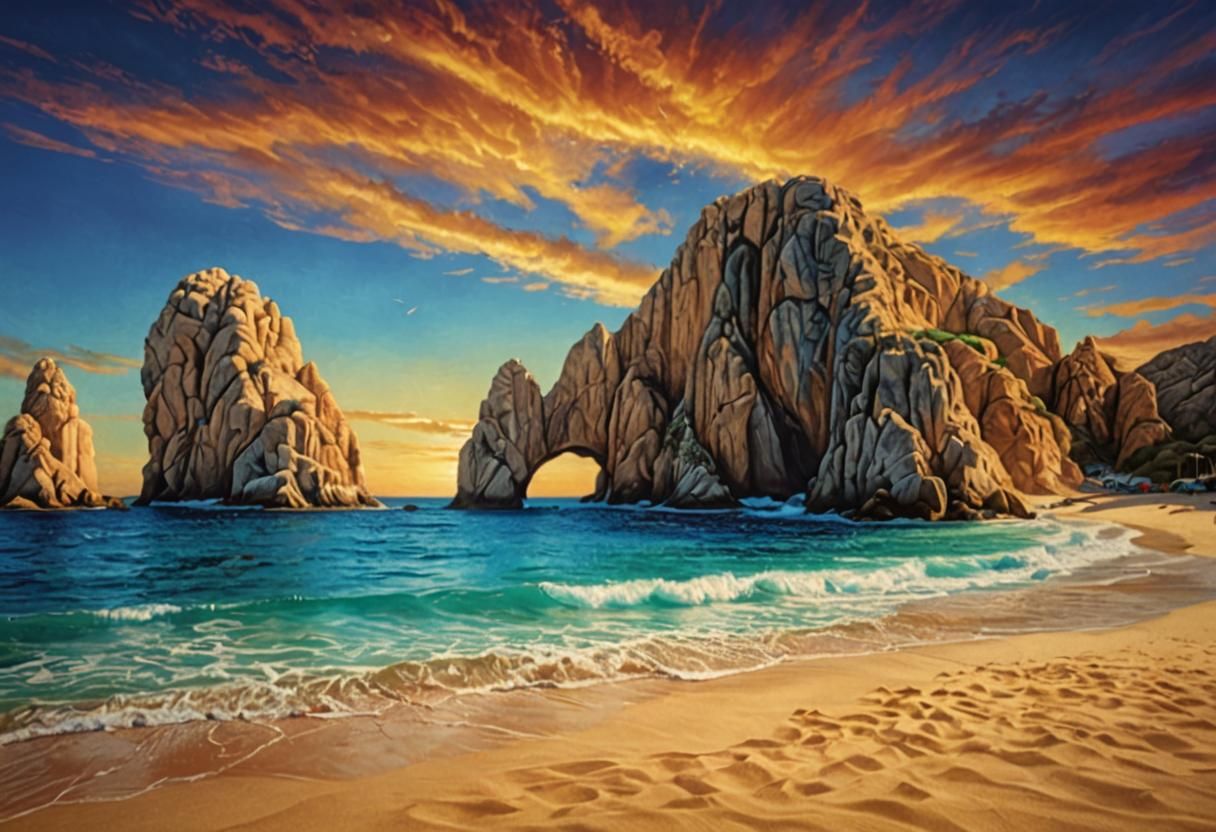 Airbrushed Cabo San Lucas Arch in Golden Ratio