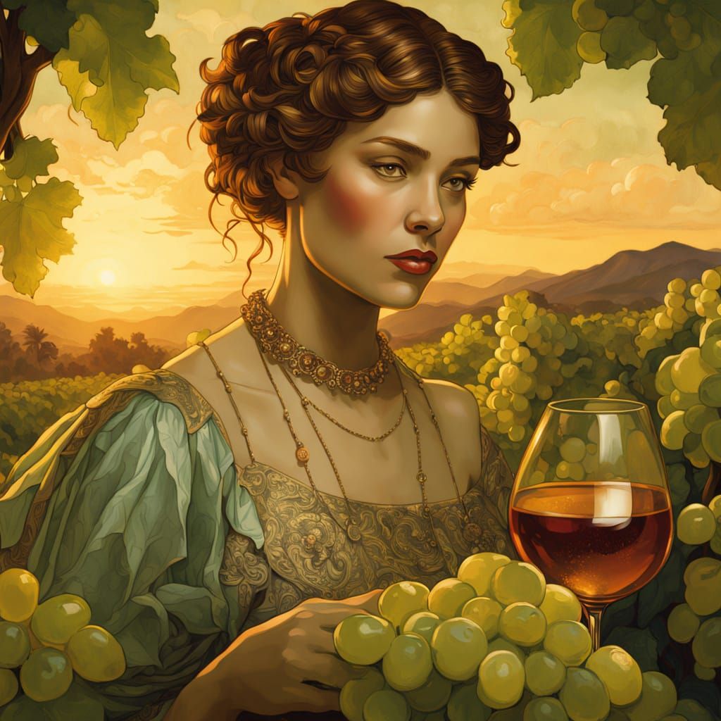 Elegant Italian Woman in Sonoma Valley Vineyard at Sunset