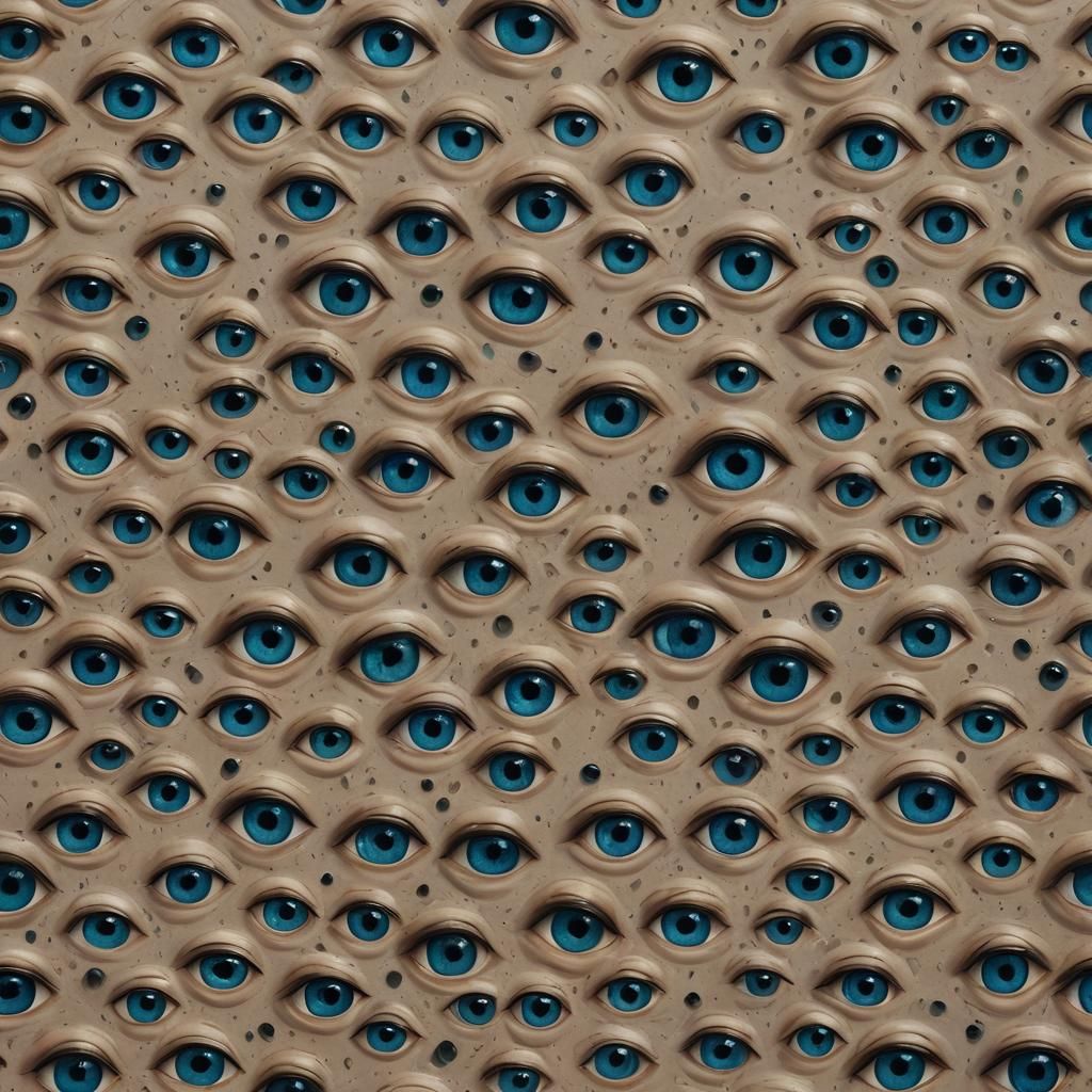 Surreal Wall of Eyes in Hyperrealistic Style