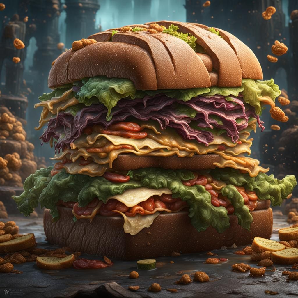 Sandwich Golem Fantasy Concept Art