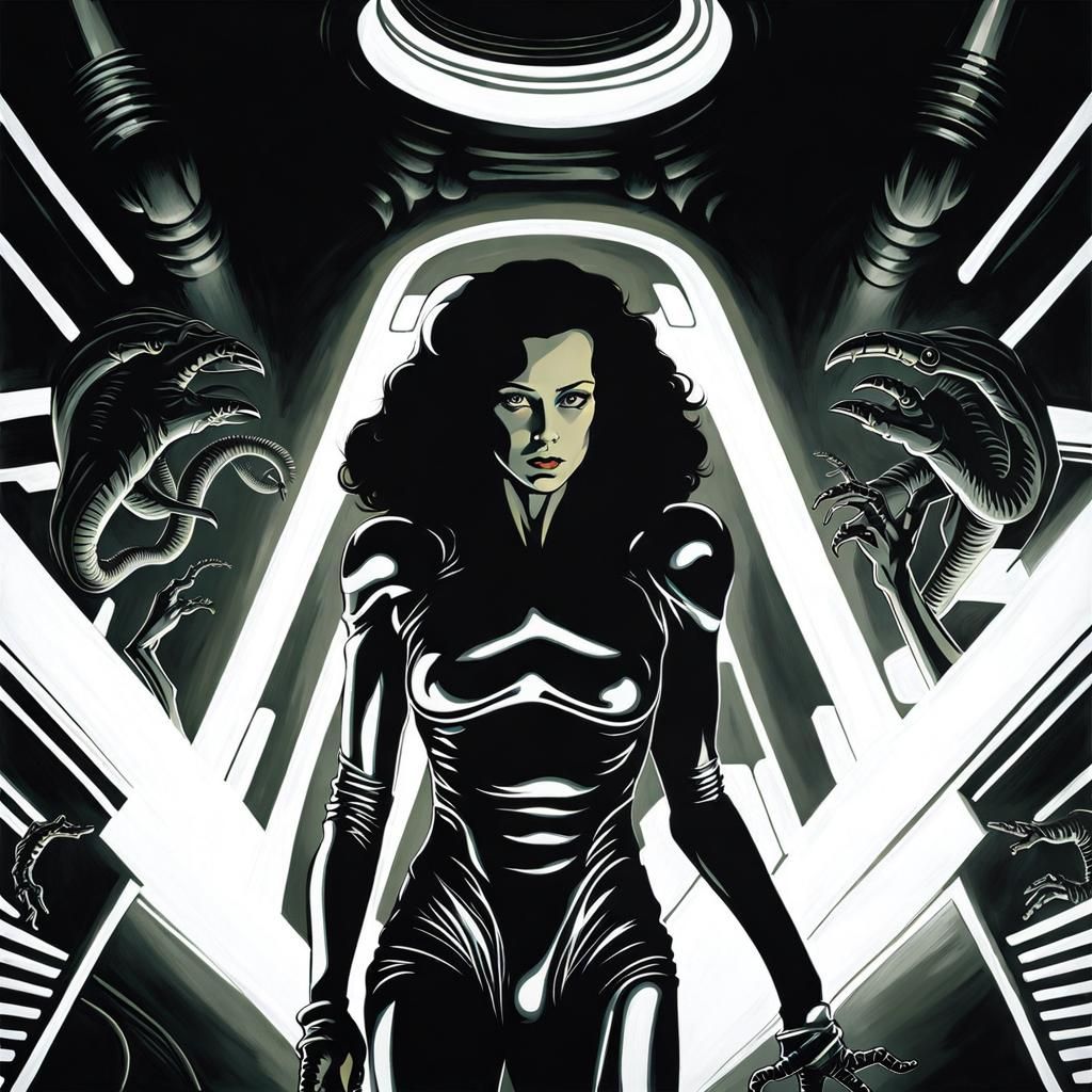 Alien [Giallo Grindhouse Screen-Print Poster SDXL]