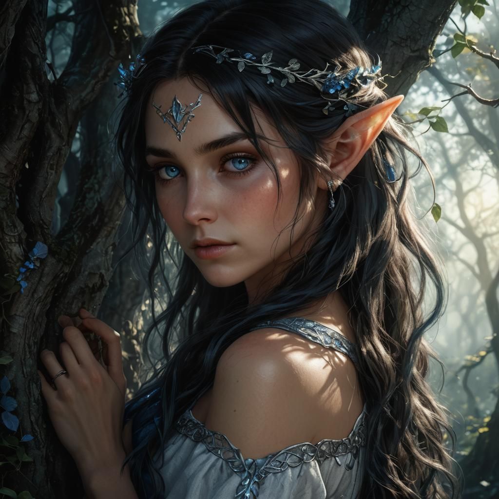 Beautiful Elven Portrait in Lord of the Rings Style