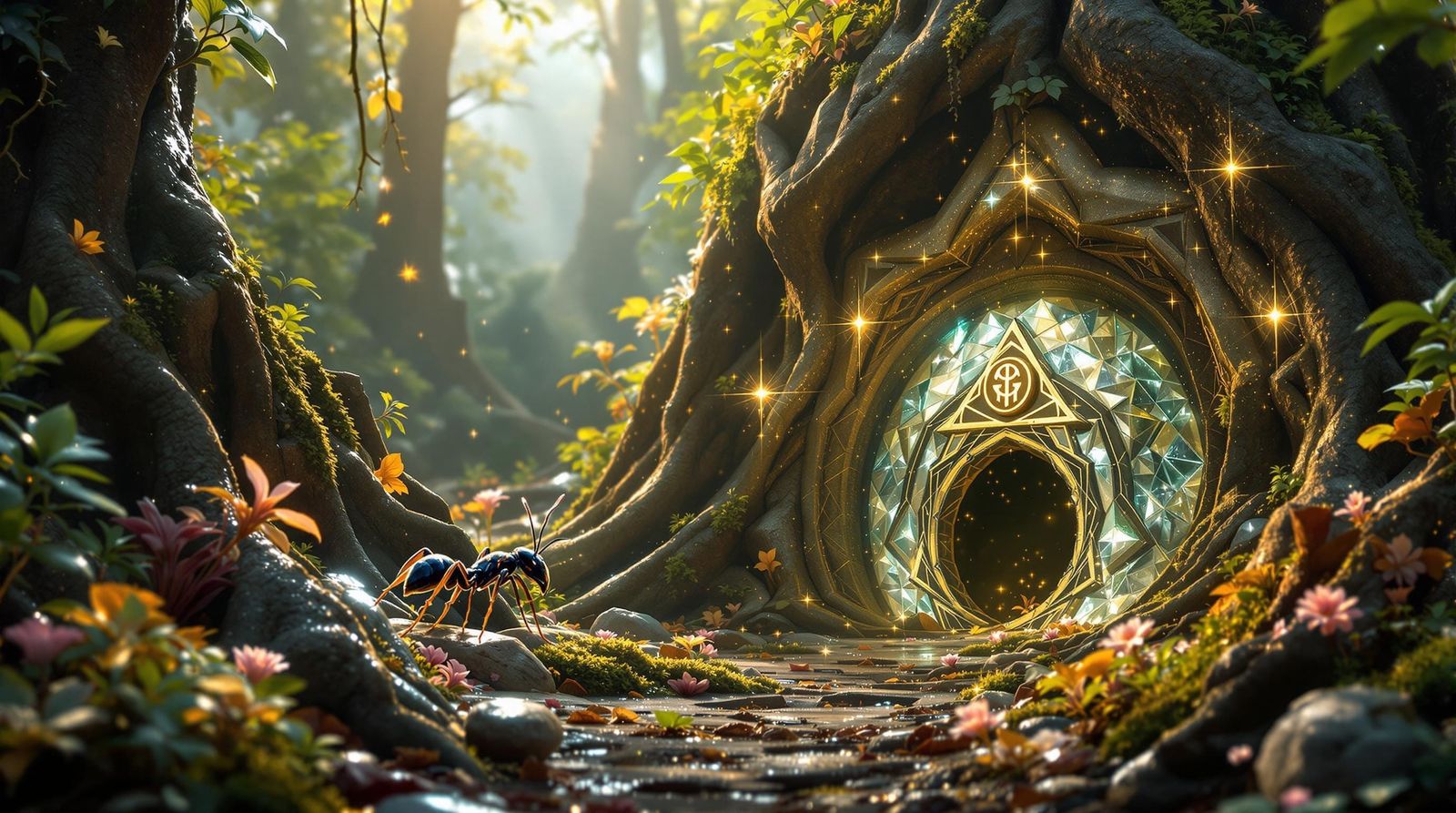 Ant Leader in Crystalline Forest Microcosm