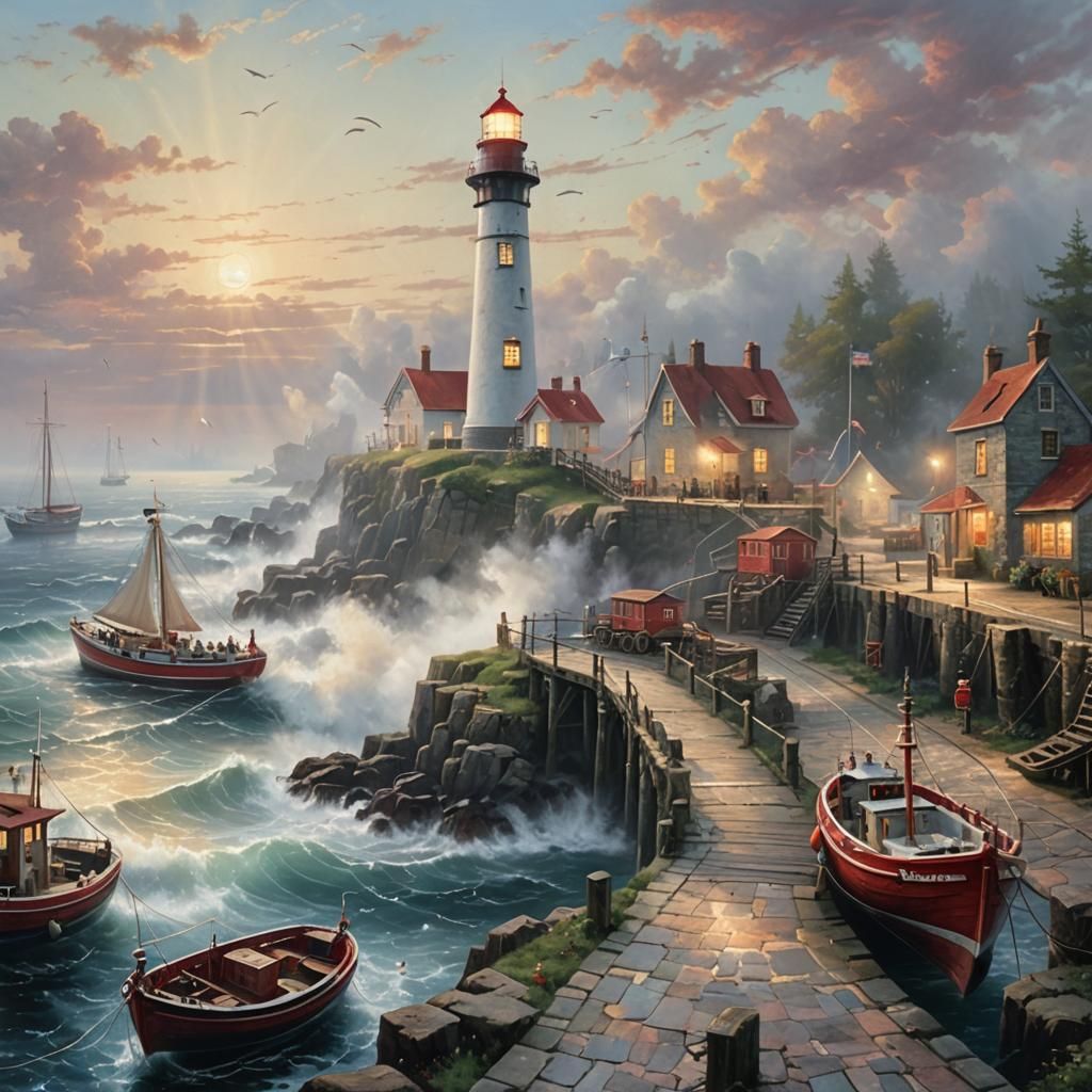 Harbor Lighthouse in Ethereal Fantasy Style