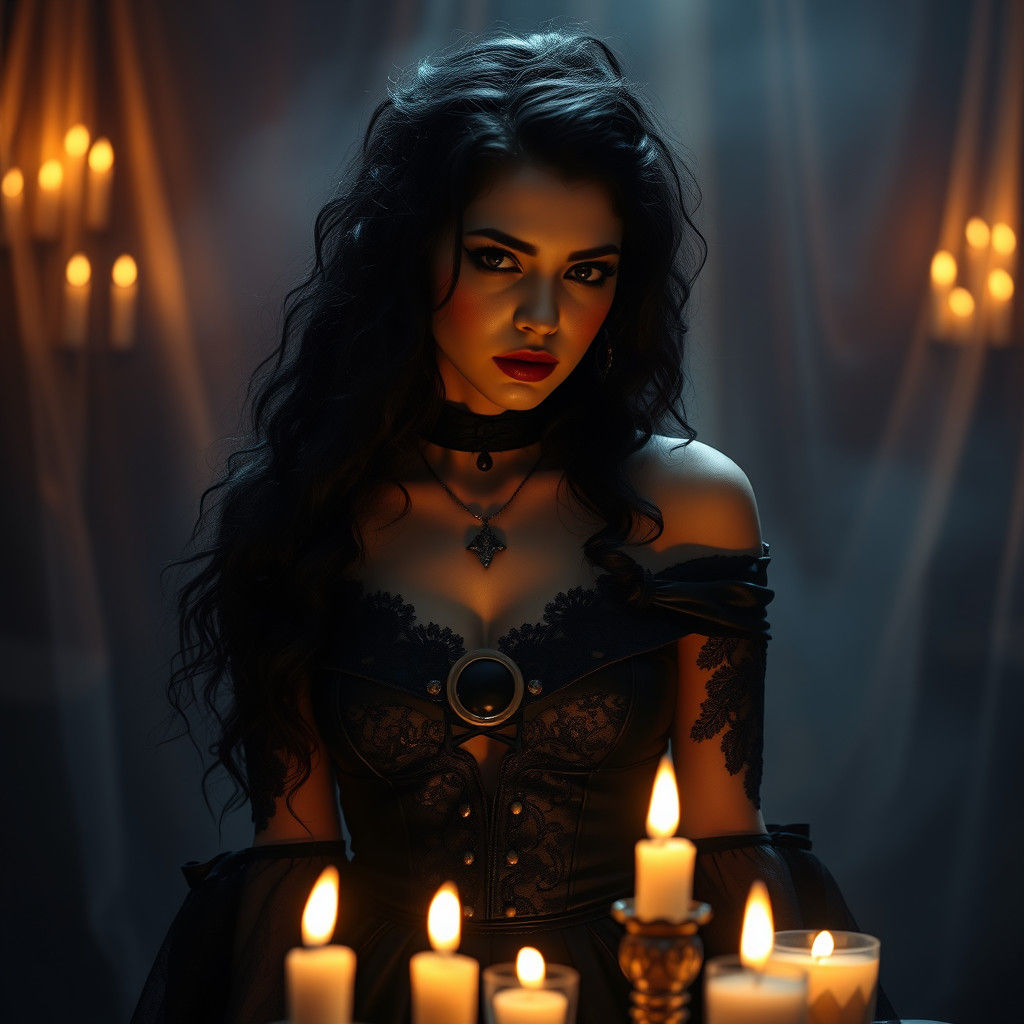 Goth Witch in Orphism Style with Alcohol Ink