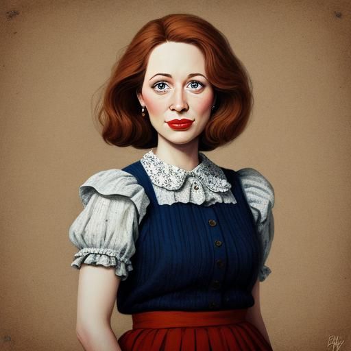 Funny Girl Portrait in Cartoon Style