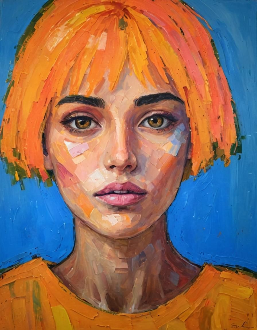 Expressionist Oil Painting of Endomorphic Women in Impasto S...