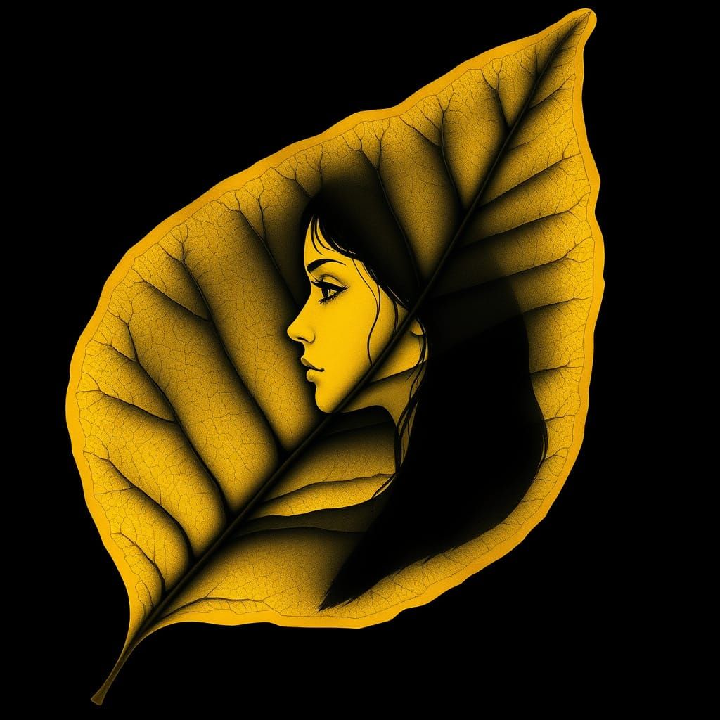 Surreal Yellow Leaf with 3D Carved Profile in Modern Europea...