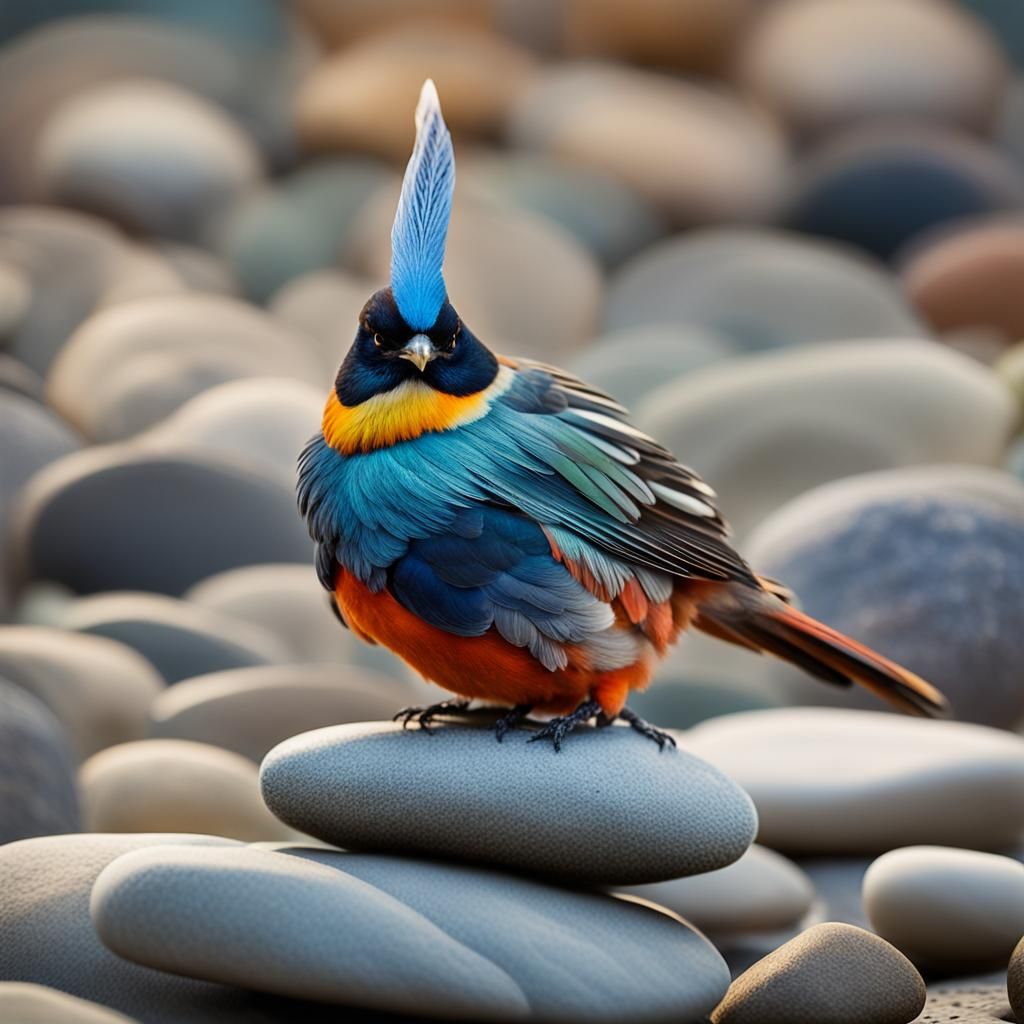 Bird on Stones: A Surreal Wildlife Photograph