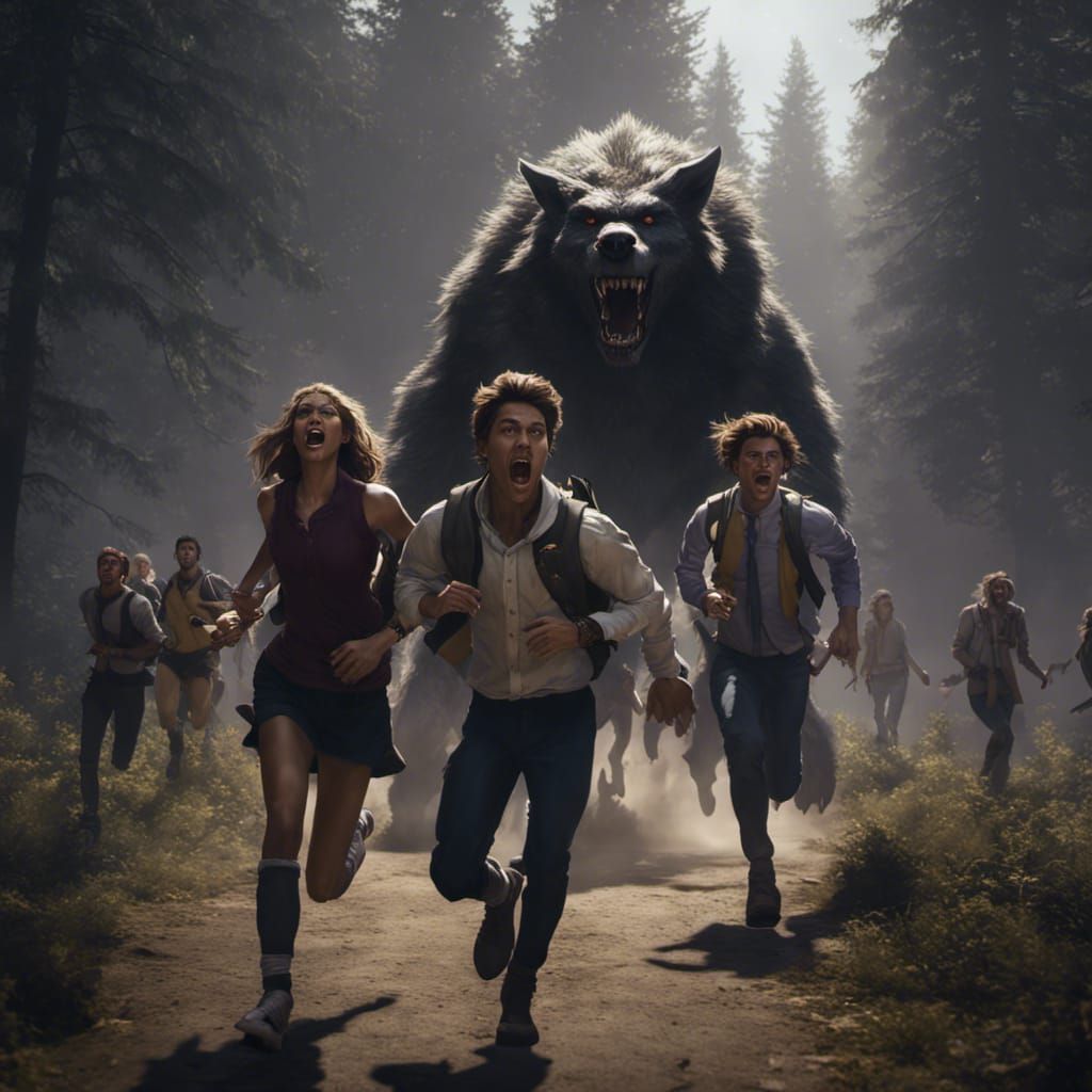High School Students Fleeing a Werewolf
