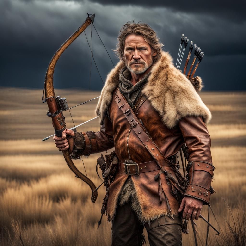 Kodiak Jack: Rugged Plains Hunter in Hyperreal Steppe