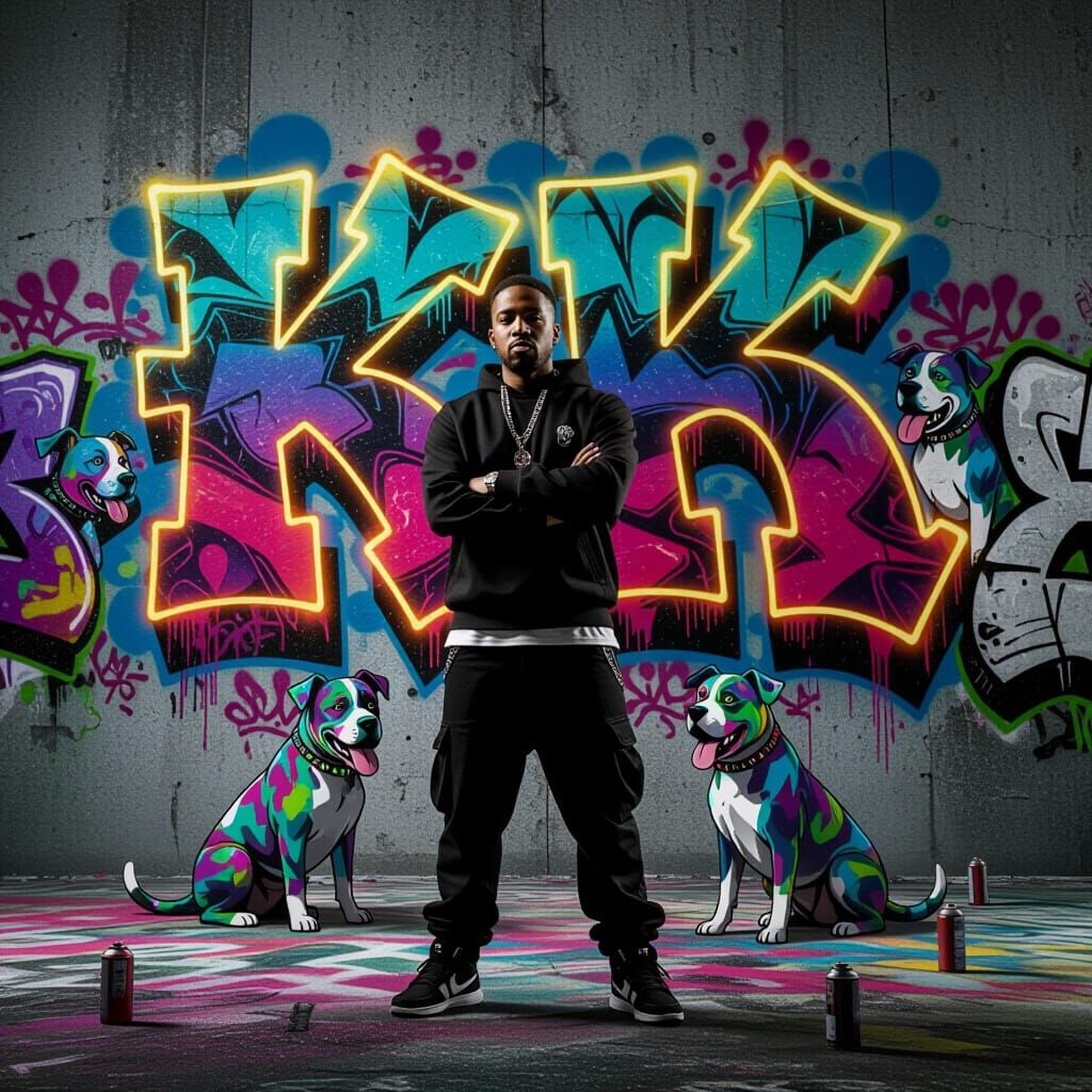 Rapper K in Vibrant Graffiti Art Scene