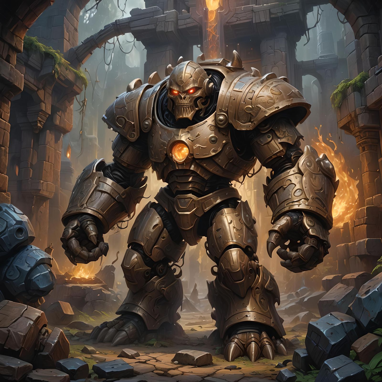 RPG, oil painting, masterpiece, 90s style, magnet golem, highly detailed artwork, with intricate design, by Jeff Easley ...