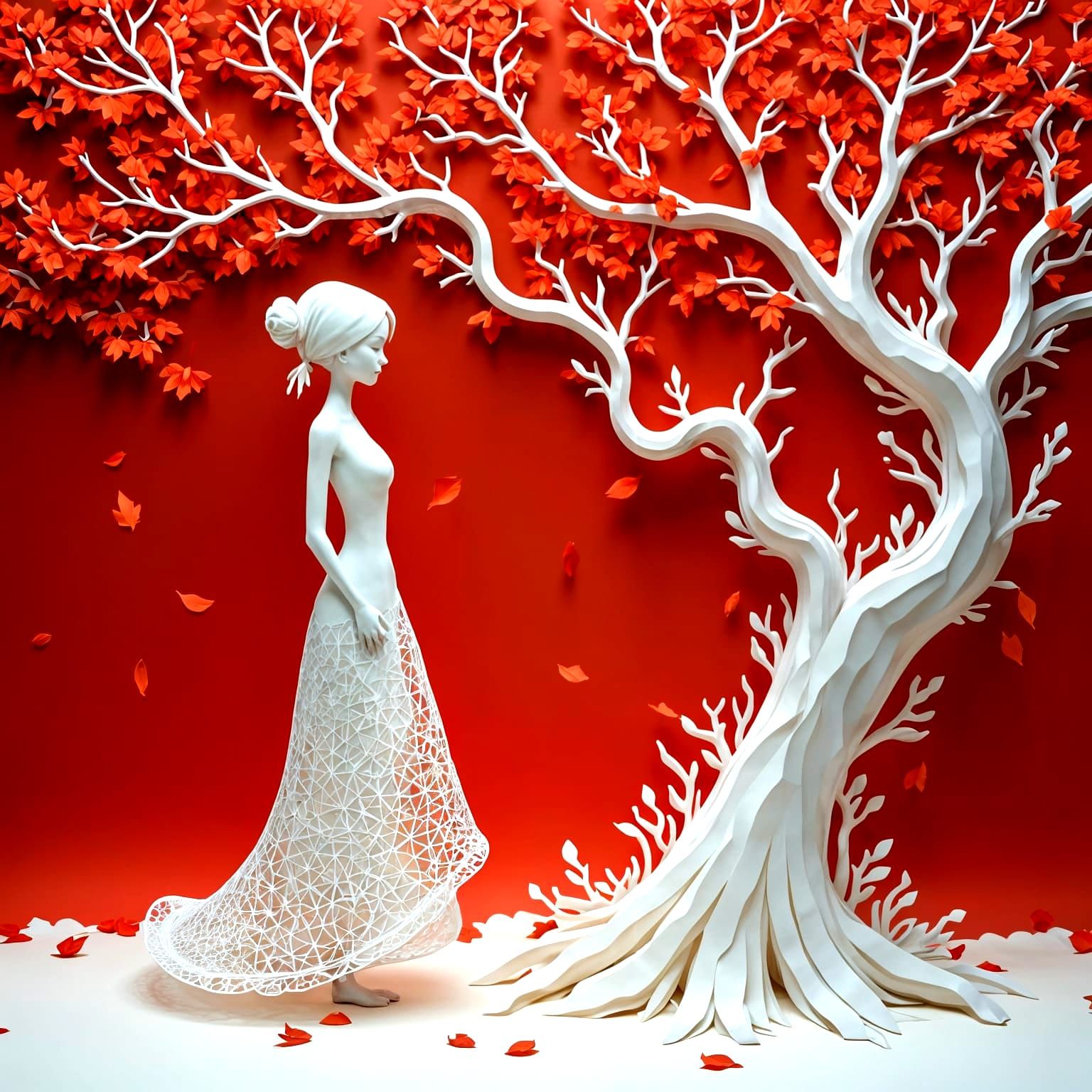 Dimensional Papercraft Fusion Art with Intricate Details