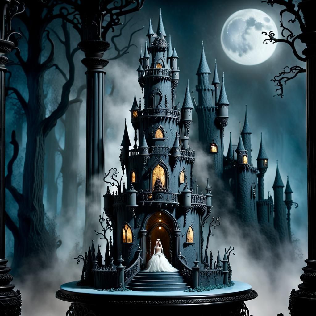 Reanimated bride Elaborate 20 tier castle cake sculpture at ...