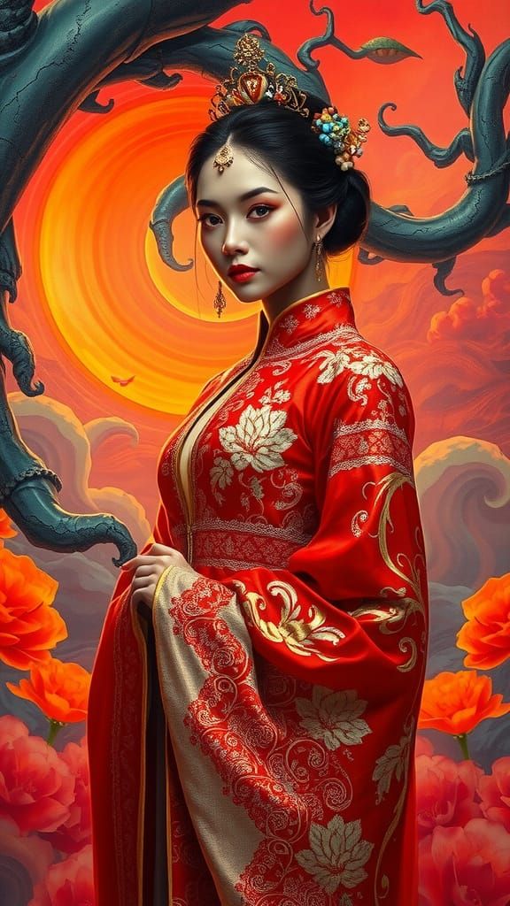 Elvira as Oriental Princess in Kim Keever-Inspired Digital A...