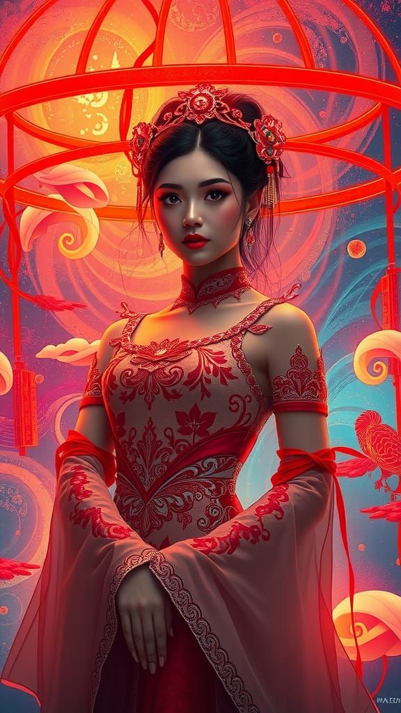 Elvira as an Oriental Princess in Kim Keever-Inspired Surrea...