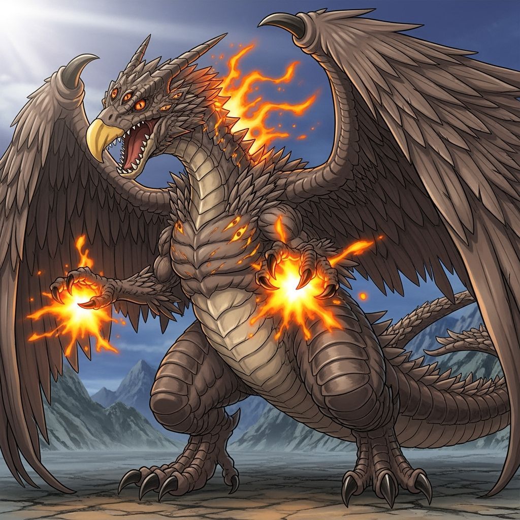 Gigantic Terrafell Firing Volcanic Blasts in Manga Style