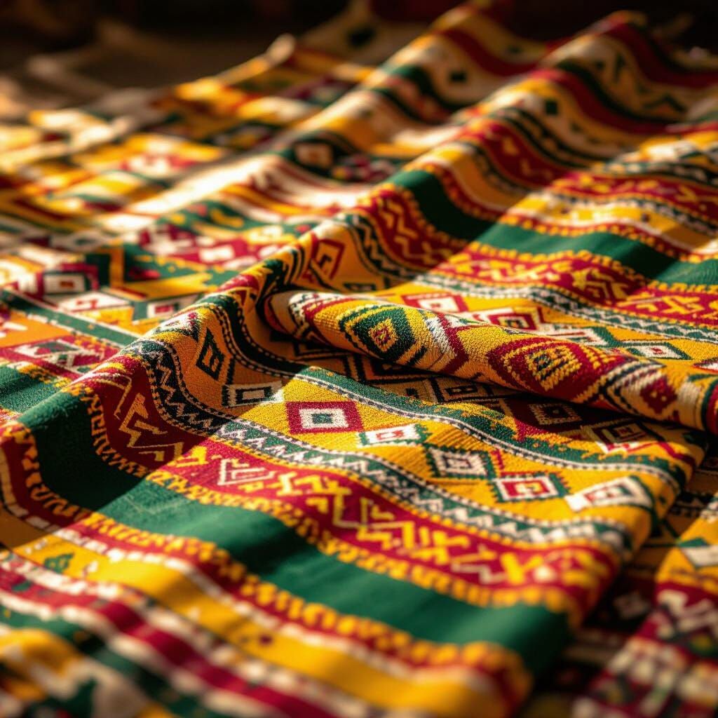 Vibrant Ethiopian Traditional Cloth with Geometric Patterns