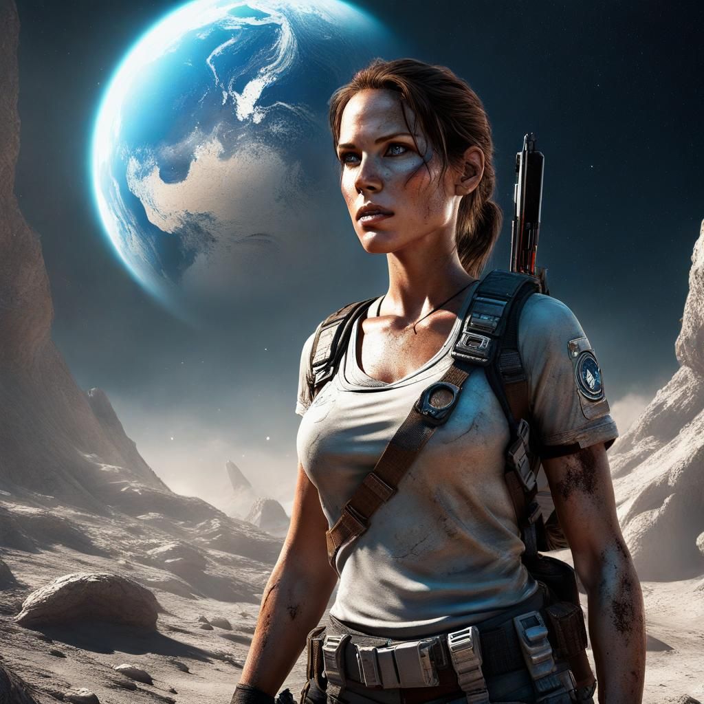 Lara Croft on the Moon: A Space Portrait