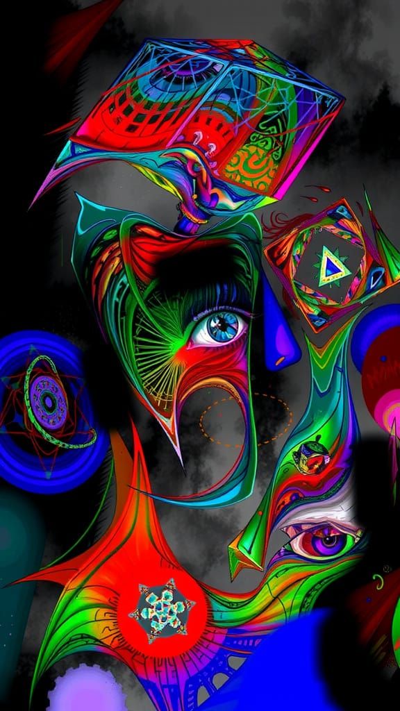 Kaleidoscopic Eye Emerges from Abstract Shapes