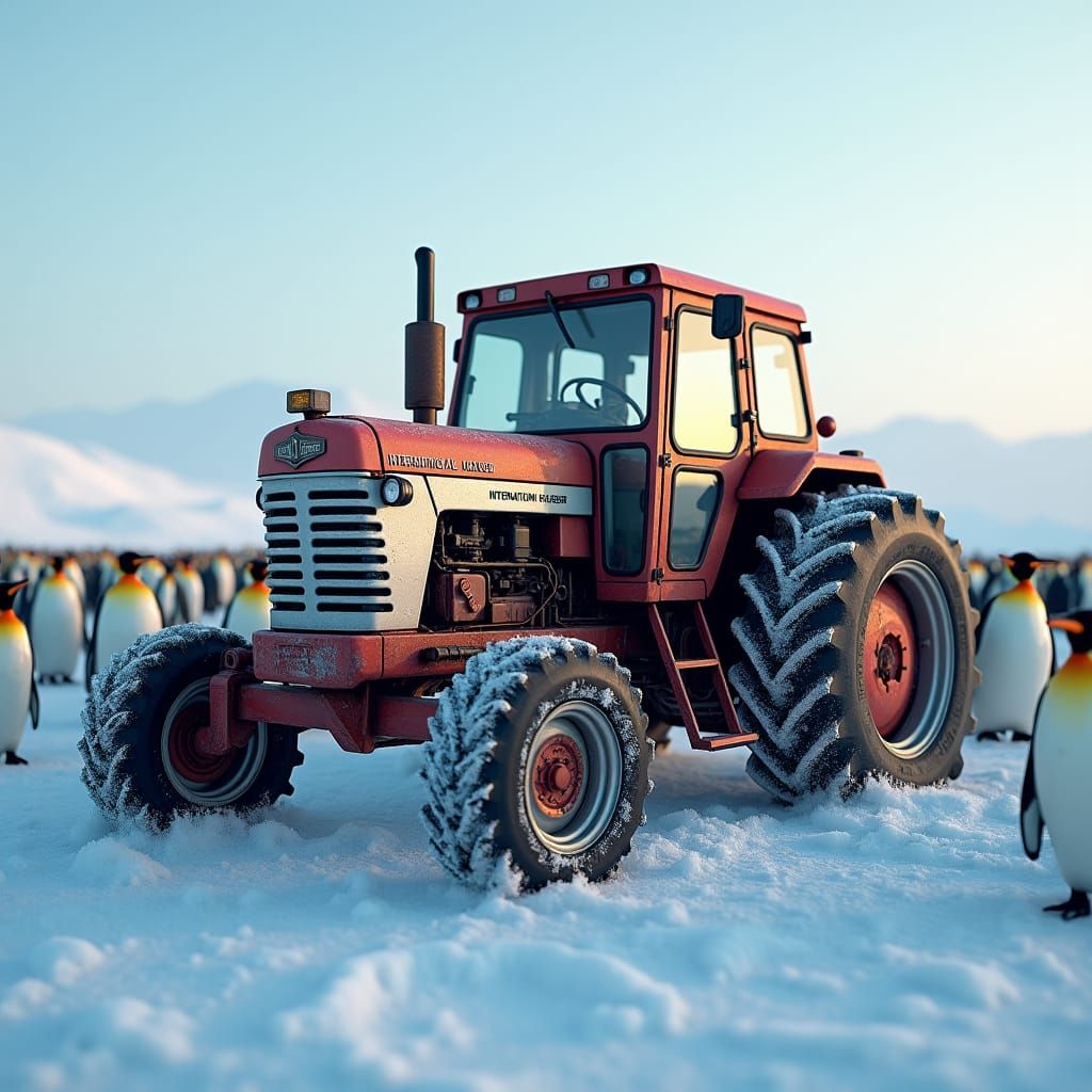 Tractor Finds Penguin Colony in Antarctic Landscape