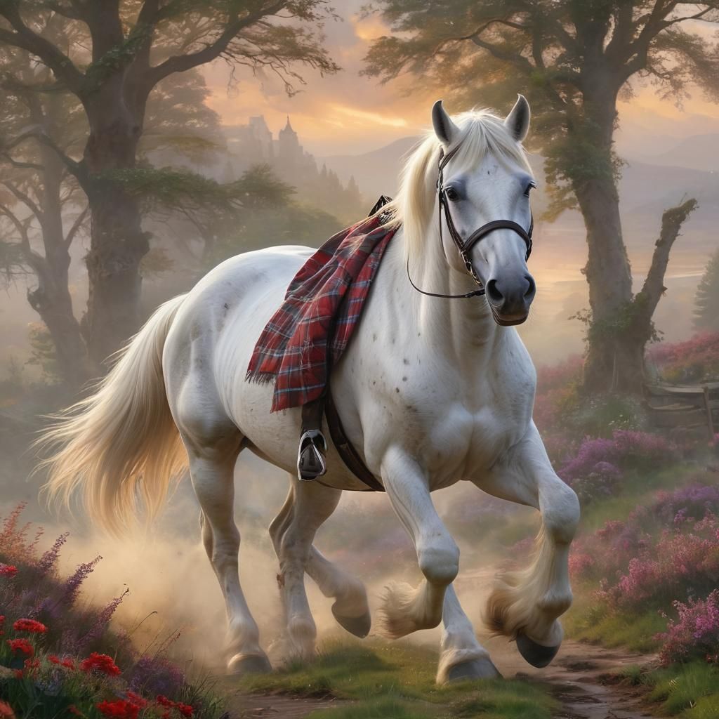 brave heart, Mel Gigson in a william wallace tartan kilt on a white horse