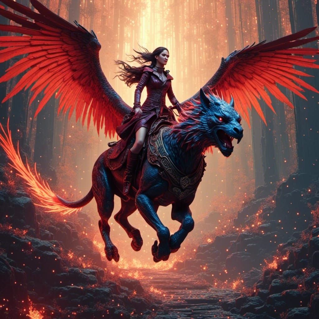 Mage on Gryphon Ready for Battle