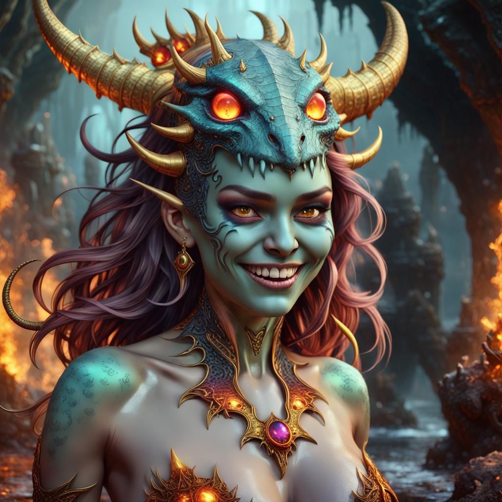 Water Witch with Crystal Horns in Hellscape